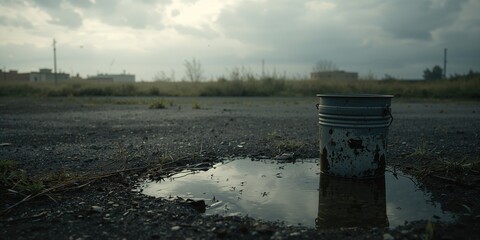 Unused water container left outdoors creating a mosquito habitat, vector control issue
