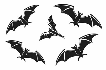 Naklejka premium Night Flyers' Dance: Silhouetted against the night, a mesmerizing dance of bats unfolds. These nocturnal creatures, with their leathery wings and eerie grace, evoke the mystery of the night. 