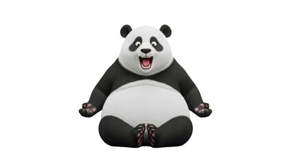 Fototapeta premium Cheerful Sitting 3D Render Panda Bear Cartoon Character isolated PNG with Transparent Background