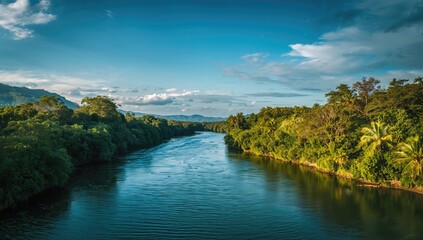 Naklejka premium Bangka River scene in Thailand, illustrating erosion and sediment flow in a tropical setting