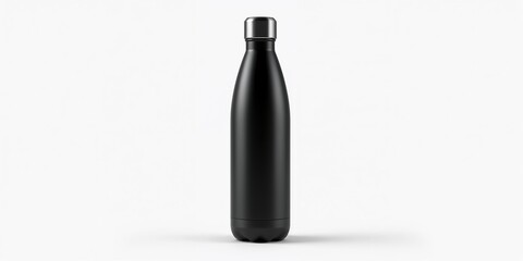 Steel thermo water bottle with matte black finish and text area, designed for eco-friendly hydration, World Environment Day