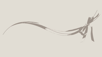 Elegant beige background with decorative gray ribbon bow tied on right side
