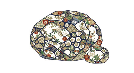 Fototapeta premium Abstract turtle illustration featuring intricate Japanese traditional pattern design