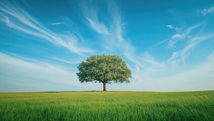 Obraz premium Blue sky and clouds above a meadow with trees, ideal for outdoor event layouts, seasonal change