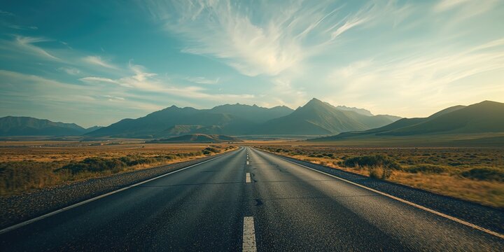 Paved roadway cutting through lush green mountains under cloudy sky, highlighting transportation in natural settings