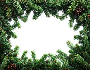 A fir branch border frames a blank white space