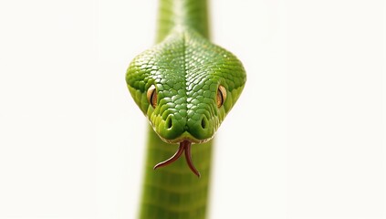 Detailed view of a bright green snakes head and scales, useful for educational materials on reptiles