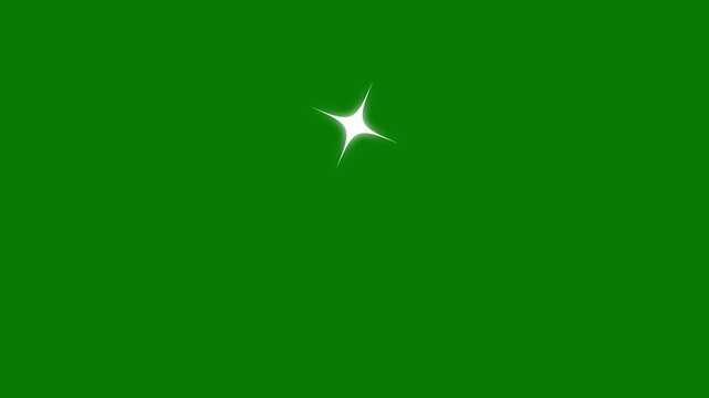 Sparkling star twinkle animation with bright glitter dust, white doodle blinking stars, glowing optical flare strokes and smooth twinkle shine effects over clean green screen for 4K visuals.