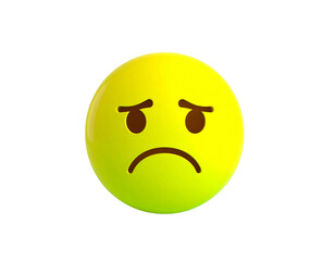 Sad yellow  emoticon 3D rendering unhappy face emoji  