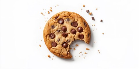 Close-up of a partially eaten chocolate chip cookie highlighting texture, National Cookie Day