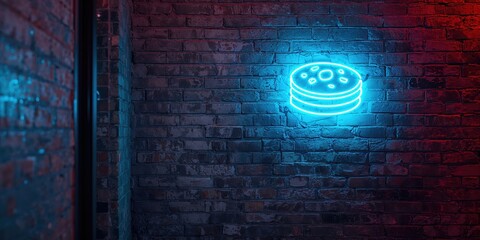 Neon sign affixed to brick wall used as UI backdrop, commercial signage setting