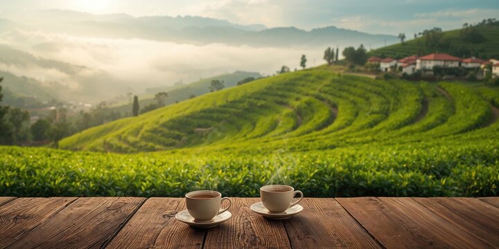 Tea garden in the Black Sea region seasonal harvest, rural landscape, Rize, Turkey