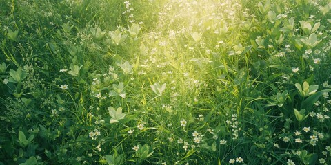 Naklejka premium Nature-inspired abstract pattern featuring grass and sunlight, ideal for editorial headers or visual backgrounds