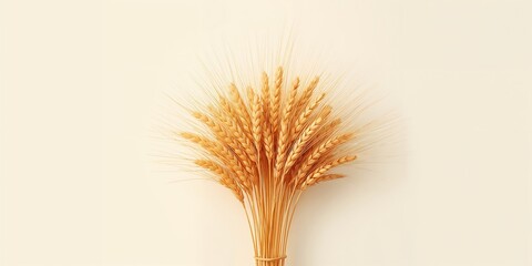 Fototapeta premium Stacked wheat ears against a white backdrop, ideal for grain product presentations