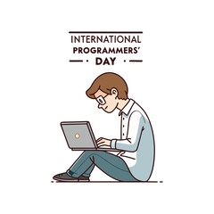 International Programmers' Day Illustration of Man Coding