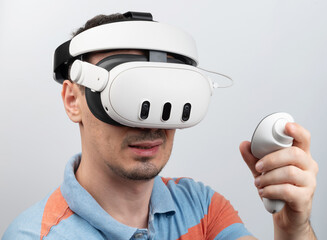 Man enjoy VR experience