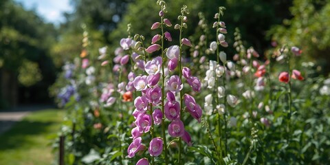 Obraz premium Colorful sweet pea flowers in full bloom used as a vibrant garden backdrop for floral design