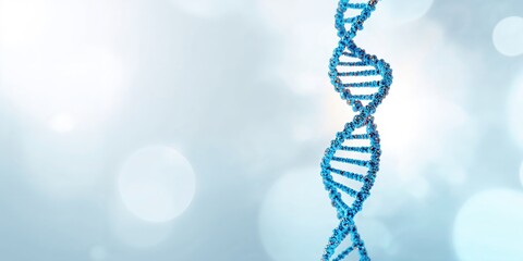 3D model of an mRNA strand used as a background for scientific text, focusing on genetic research themes