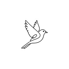 Obraz premium Simple line art drawing of a bird in flight, black and white minimal illustration isolated on transparent background
