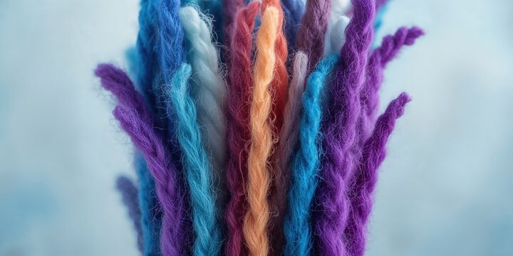 Close-up of vibrant wool slivers used in felting projects, materials for textile craft, Earth Day