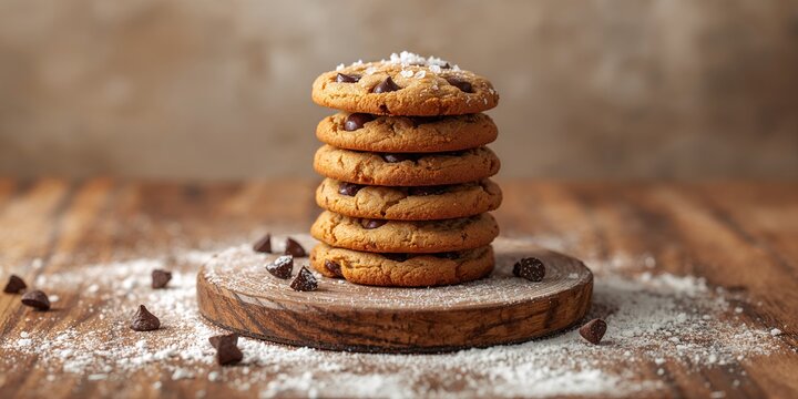 Chocolate chip cookies with flaky salt cooling on a wire rack, baking process - Powered by Adobe