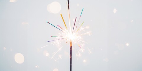Detailed shot of vibrant sparklers against a white backdrop, suitable for layout backgrounds or festive design