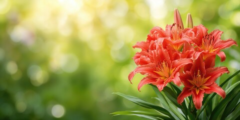 Fototapeta premium Spider lily flowers in full bloom on a vibrant background for floral design projects