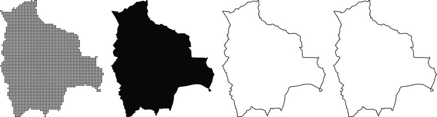 Set of Map Outlines Highlighting Geographic Regions