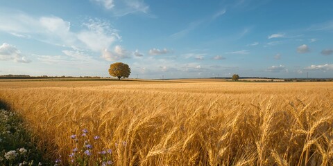 Naklejka premium Autumn field with harvested crops, seasonal agricultural activity, Earth Day