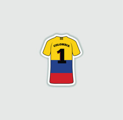 Colombia football jersey in national colors. Ideal for fan projects, sports branding, and tournament graphics.