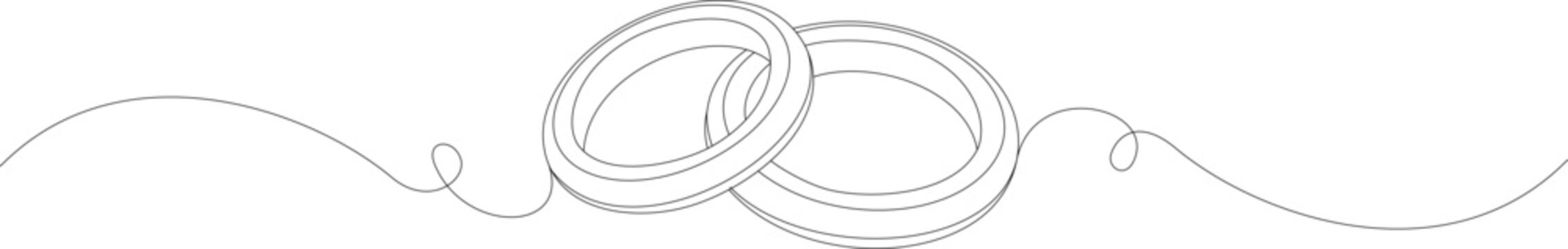 simple wedding rings line art vector isolated on transparent background
