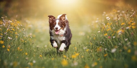Fototapeta premium Active border collie engaging in play, highlighting canine agility and responsiveness, ideal for animal training visuals