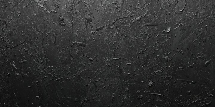 Black putty wall texture with chaotic spatula strokes serving as a background for surface repair work