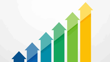 Ascending colorful arrow chart depicting positive trend and progress illustration