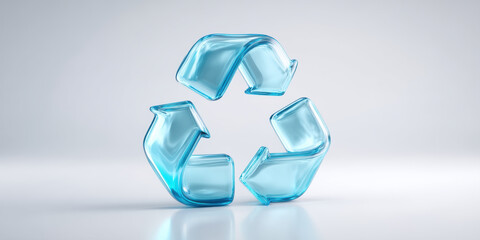Recycling symbol glass blue stable financial icon representing sustainable circular economy