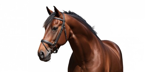 Fototapeta premium Elegant dun stallion portrait against a white background, natural equine beauty