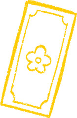 Hand-drawn envelope featuring simple floral motif. Clean sketch line art ideal for Lunar New Year visuals.