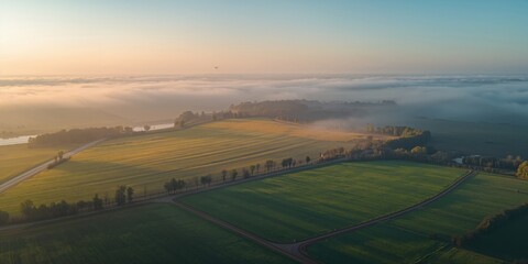 Naklejka premium Birds-eye view of cultivated fields, focusing on sustainable agriculture, Earth Day