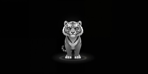 Black and white tiger photographed in isolation natural markings, wildlife awareness day