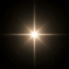 Obraz premium Bright golden light with star-like rays and lens flare effect on a dark background - Overlay, Transparent PNG