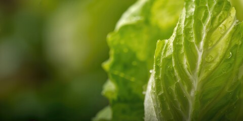 Obraz premium Close-up of a fresh green lettuce salad with textured background for food presentation, World Health Day