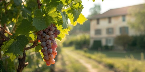Fototapeta premium Vine climbing along a house exterior, illustrating natural growth and landscape care, Earth Day