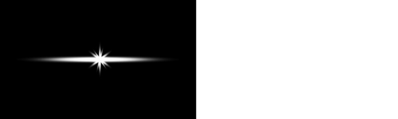 Png glowing horizontal White light beam with radiant lens flare and shine. WhiteLens Flare Light Effect on Black and White Background png