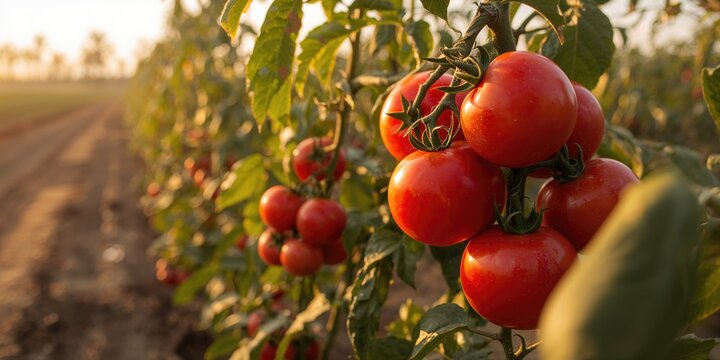 Tomato harvest on a farm, fresh produce and agricultural activity, World Food Day - Powered by Adobe