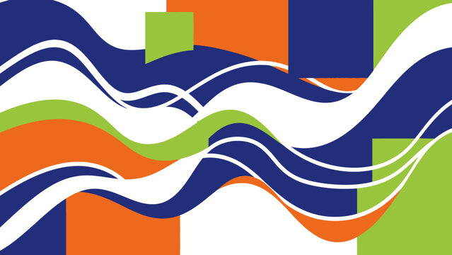 Dynamic abstract composition with bold colors and wavy lines offering a modern aesthetic - Powered by Adobe