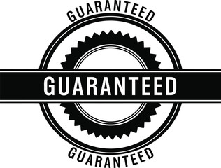 Black and white guaranteed seal badge