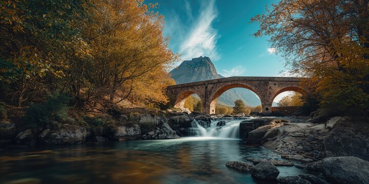 Stone bridge in Albertacce Corsica highlighting architectural durability, relevant to cultural heritage preservation