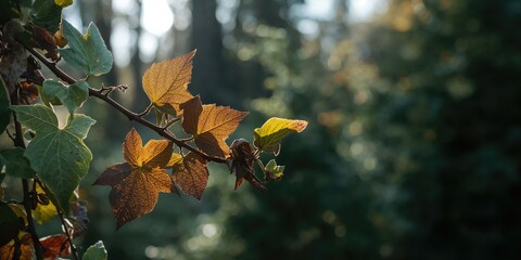 Ivy leaves showing brown edges due to aging or disease, plant health assessment
