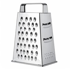 Metal grater, four-sided, angled, with handle