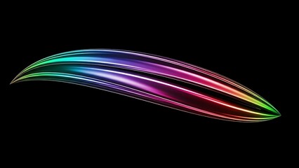 Title: A colorful abstract light trail forming a smooth curved shape with vibrant neon colors on